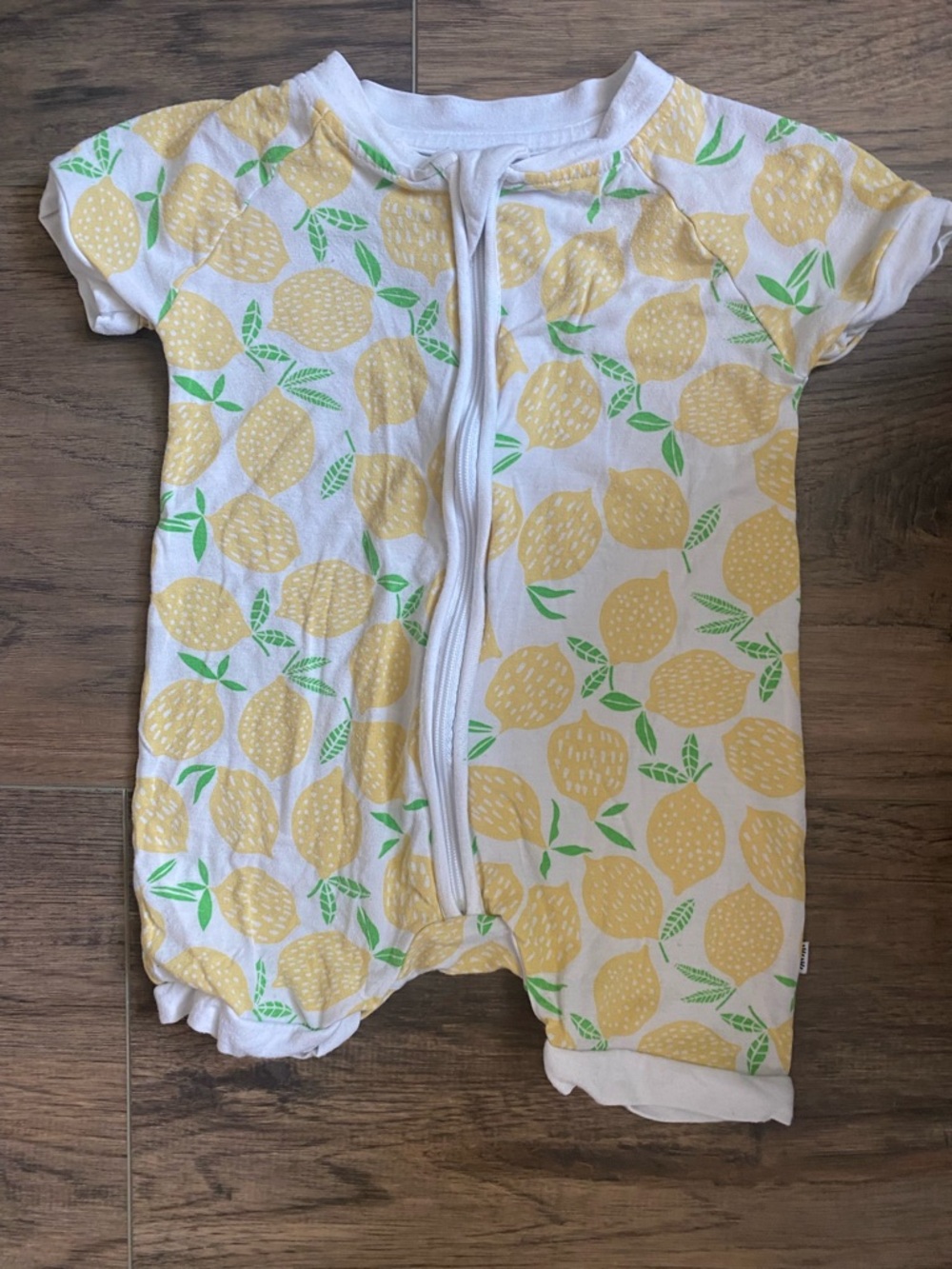 Little Sleepies Kids Lemon Print One-Piece Romper - White & Yellow 3-6m GUC